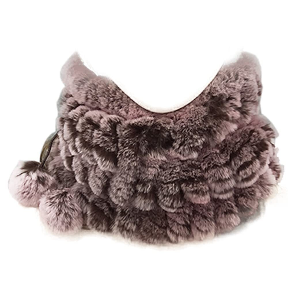 3831 Yu He Rabbit Fur Real Knit Fur Neck Warmer Scarf Winter Beanie Hat